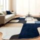 Handcrafted Blue Grey Abstract Modern Living Rug
